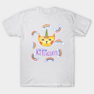 Rainbow unicorn cat color T-Shirt